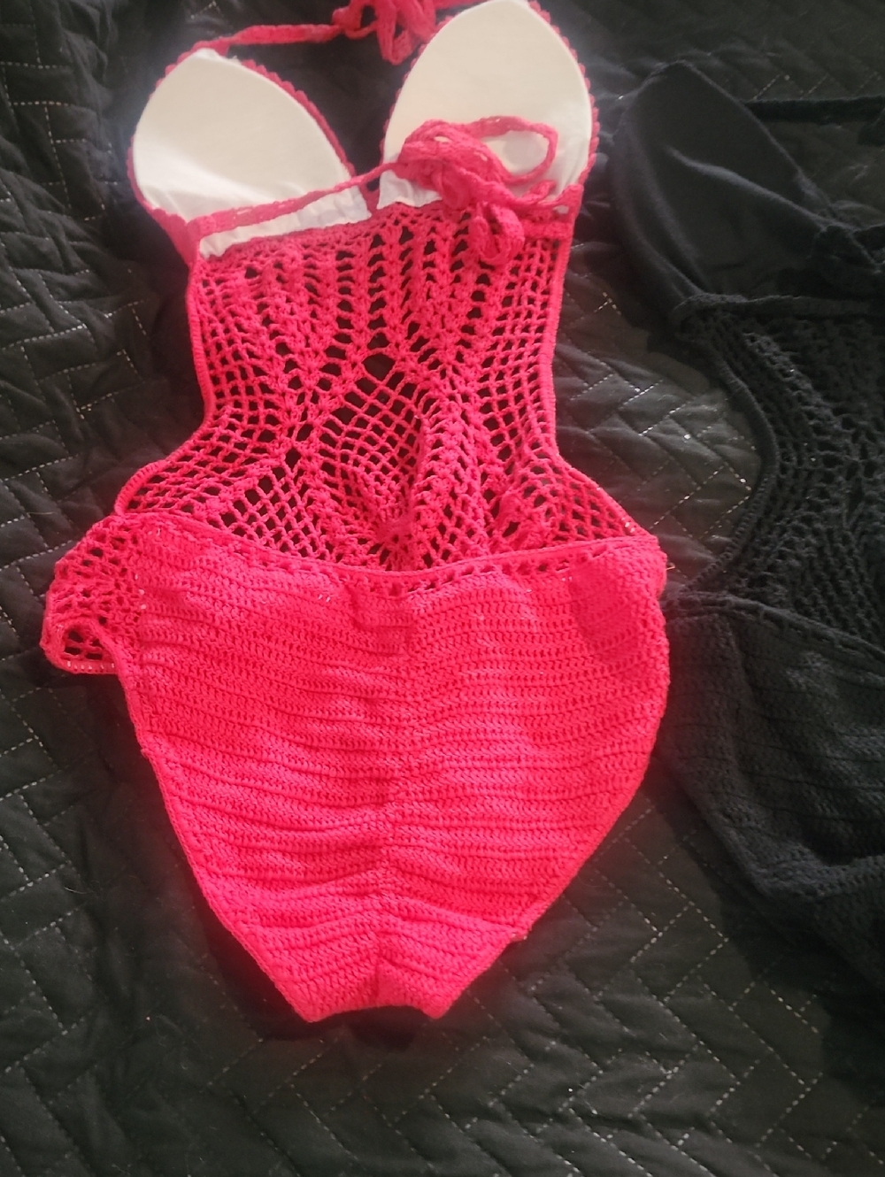 4 Pc Crochet One-Piece Swimsuit in Black and Blue - Stylish Cover-Up - Picture 8 of 10